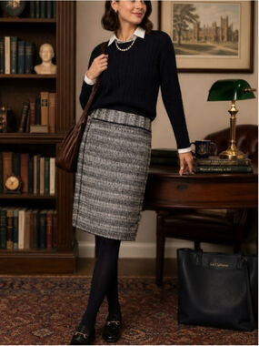 Liz Claiborne Tweed Pencil Skirt - Black & White Career Chic 8
